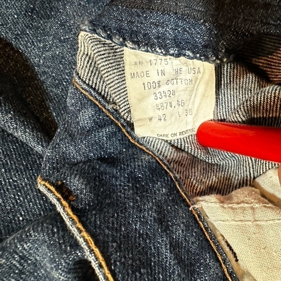 SADDLE King Men’s Vintage Dark Wash Outdoor Work Denim Jeans Size 42x36 - Picture 3 of 9